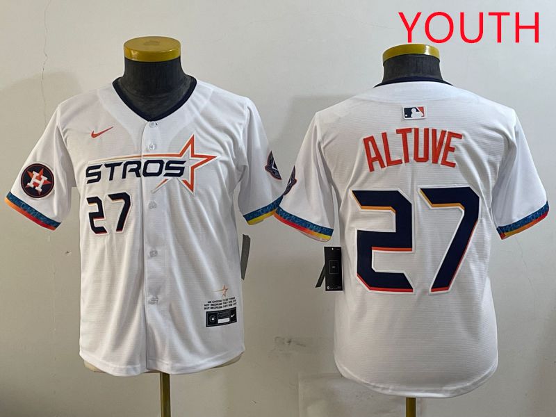Youth Houston Astros #27 Altuve White Fourth generation Joint Name 2025 Nike MLB Jersey style 2->youth mlb jersey->Youth Jersey